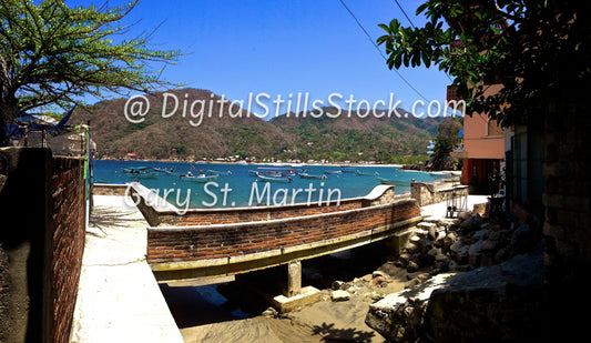 Walking Bridge with a View of the Bay, Yelapa, Mexico, digital