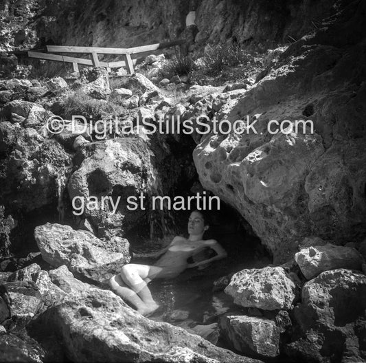 Ann, Nude at Geyserville Hot Springs, analog, black & white, portrait