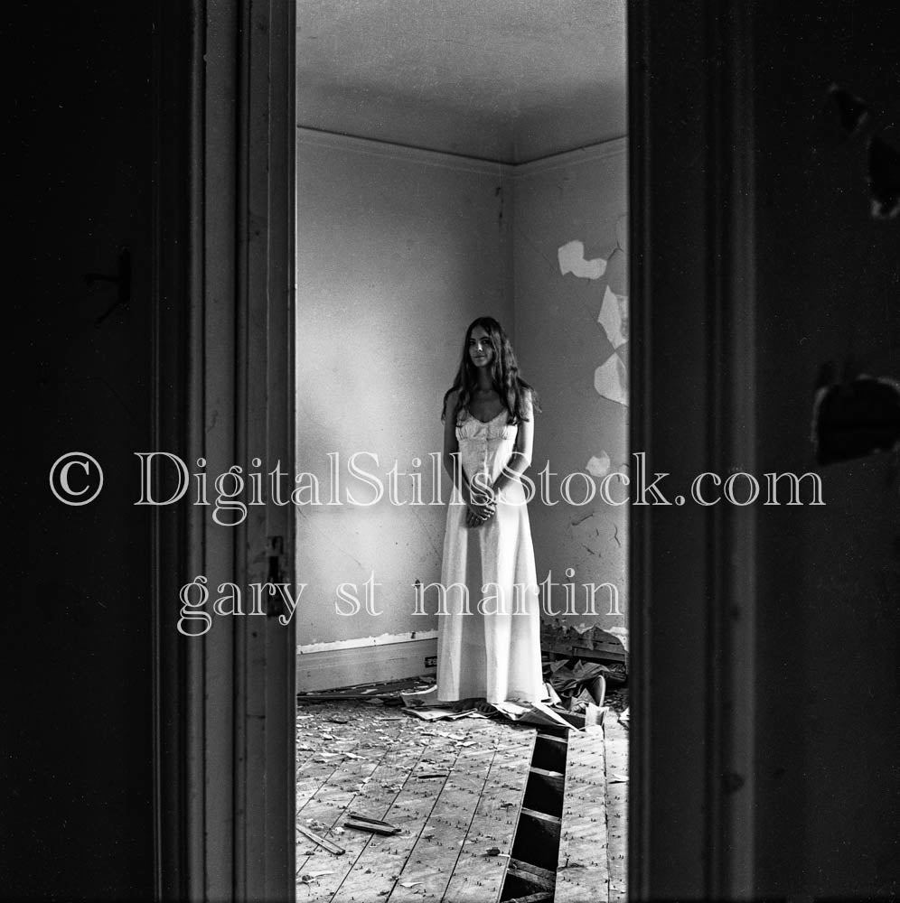 Kristy Portrait Through the Doorway Analog, Portraits, Women, B & W