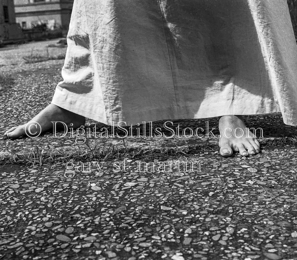 Kristy's Feet and Flowing Skirt Analog, Portraits, Women, B & W