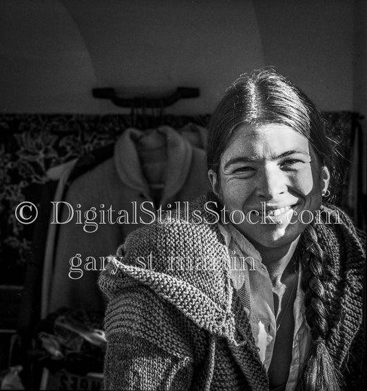 Caroline Smiling, Shadows and Light Analog, Portraits, Women, B & W