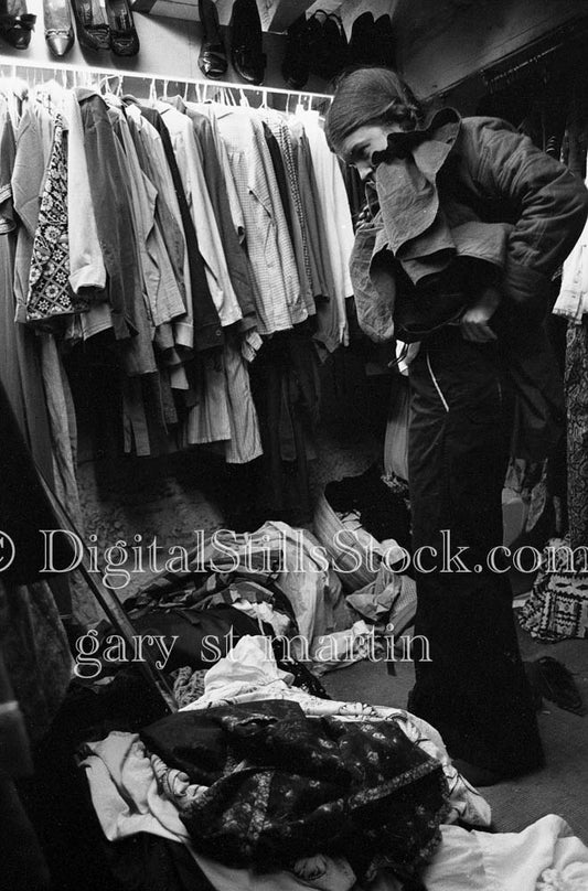Caroline in Disorganized Closet Portrait Analog, Portraits, Women, B & W