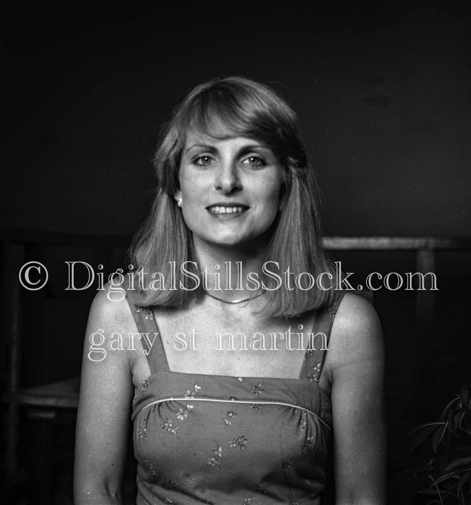 Kerry Smiling, Linear Face Portrait Analog, Portraits, Women, B & W