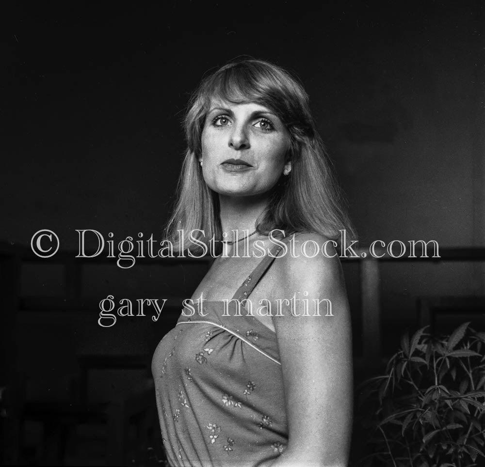 Kerry Gazing Upwards Portrait Analog, Portraits, Women, B & W