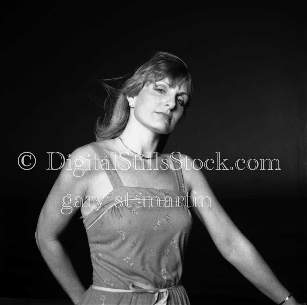 Kerry in Flower Dress V2 Analog, Portraits, Women, B & W