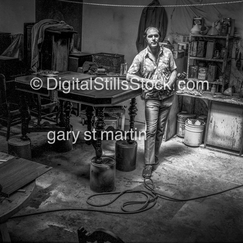 Refinisher, Leaning, Analog, Black & White, Portraits Men