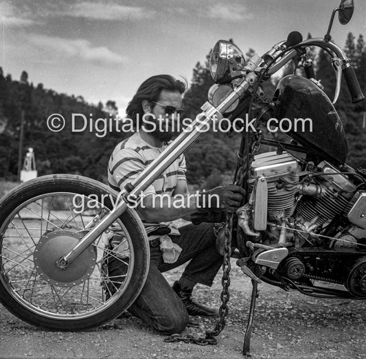 Mike and his Motorcycle, Analog, Black & White, Portraits, Men