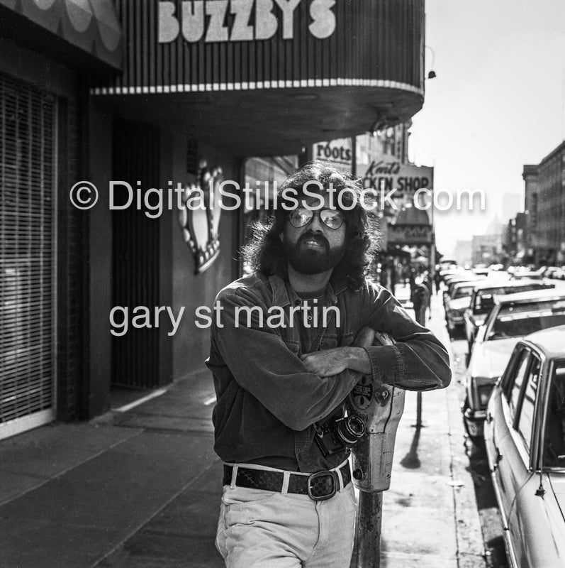 Richard Serrato, Polk Street San Francisco Leaning on a Meter, Analog, Black & White, Portraits, Men