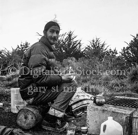 Camping out at Big Sur, Self Portrait Analog, Portrait, Men, Black & White