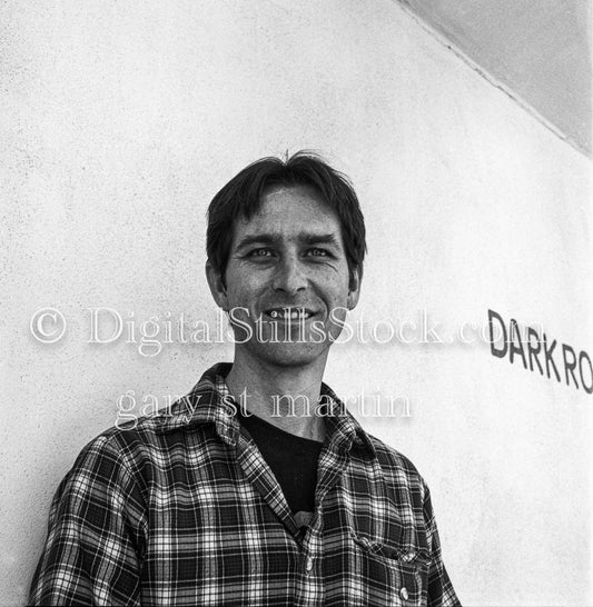 Self Portrait Smiling at the Darkroom, San Diego, Analog, Portraits, Men, Black and White