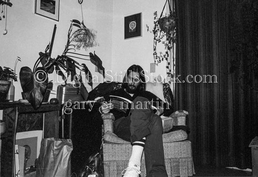 Legs Crossed Reading a Book, Self Portrait, Analog, Portraits, Men, Black and White