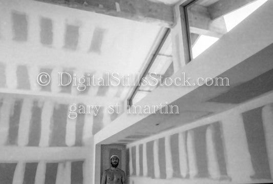 Half-Self Portrait in Unfinished Room, Analog, Portrait, Men, Black & White