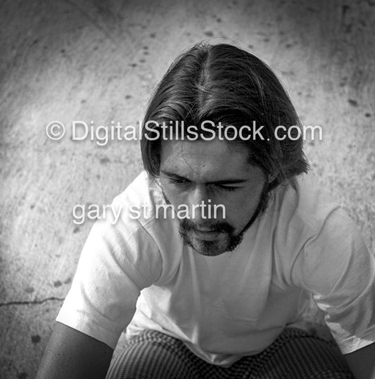 Jim Hailey Sitting In Costa Mesa analog, men, black and white,