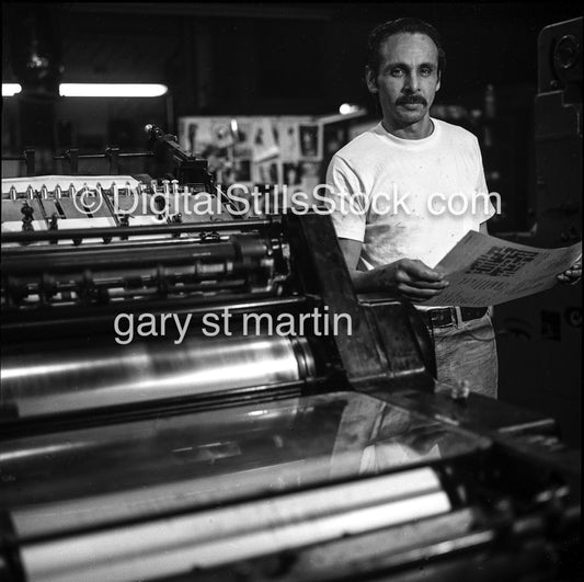 Printing Press Operator Andrew Gallow At His Fathers Deli, Costa Mesa