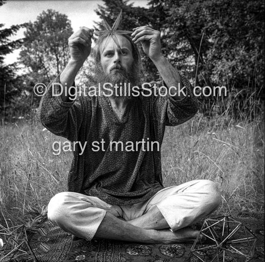 Sitting In the Field With A pyramid, Analog, Black & White, Portraits, Men