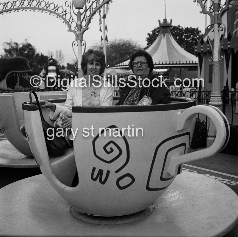 Norma And Cobina In The Tea Cup At Disney analog, black and white, portraits, groups