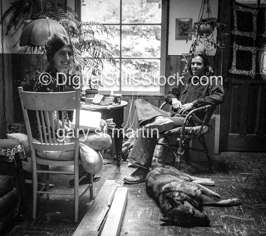 Hanging out at the table, black and white anlalog groups