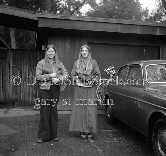 Diane and Sister in Front of Garage V2 Analog, Portraits, Groups B & W