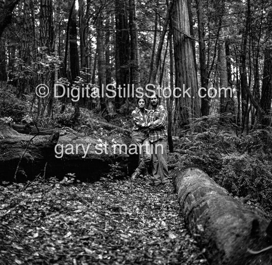 Wearing flannels in the woods, black and white analog groups