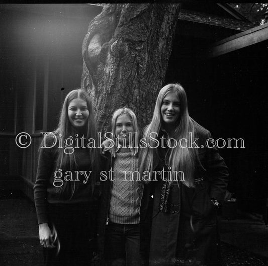 Diane and Her Two Sisters Analog, Portrait, Group, B & W
