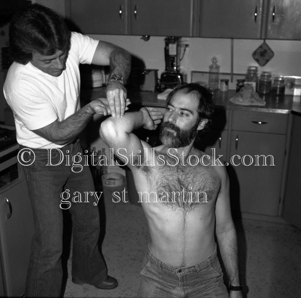George Judd and Rudy on Kitchen Floor Analog, Portraits, Groups B & W