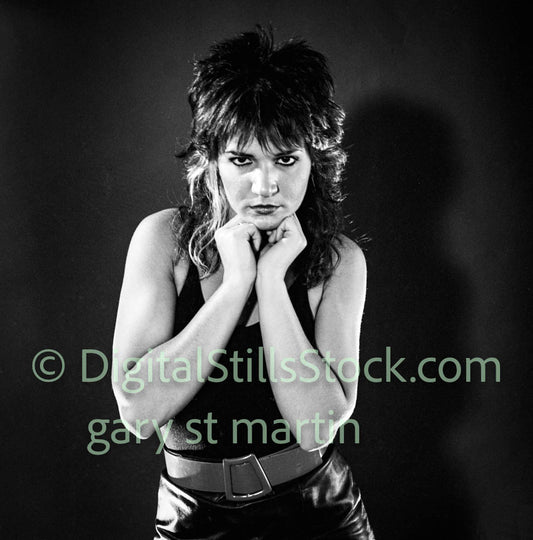 Elaine with Hands on Chin,  analog, clubland, black & white