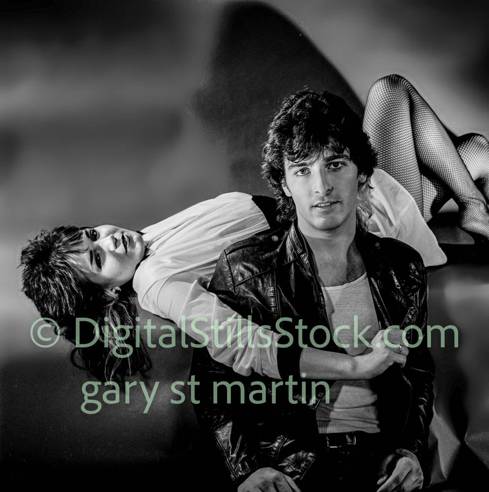 Danny and Elaine,  The Two Posing Closeup, analog, black and white, clubland