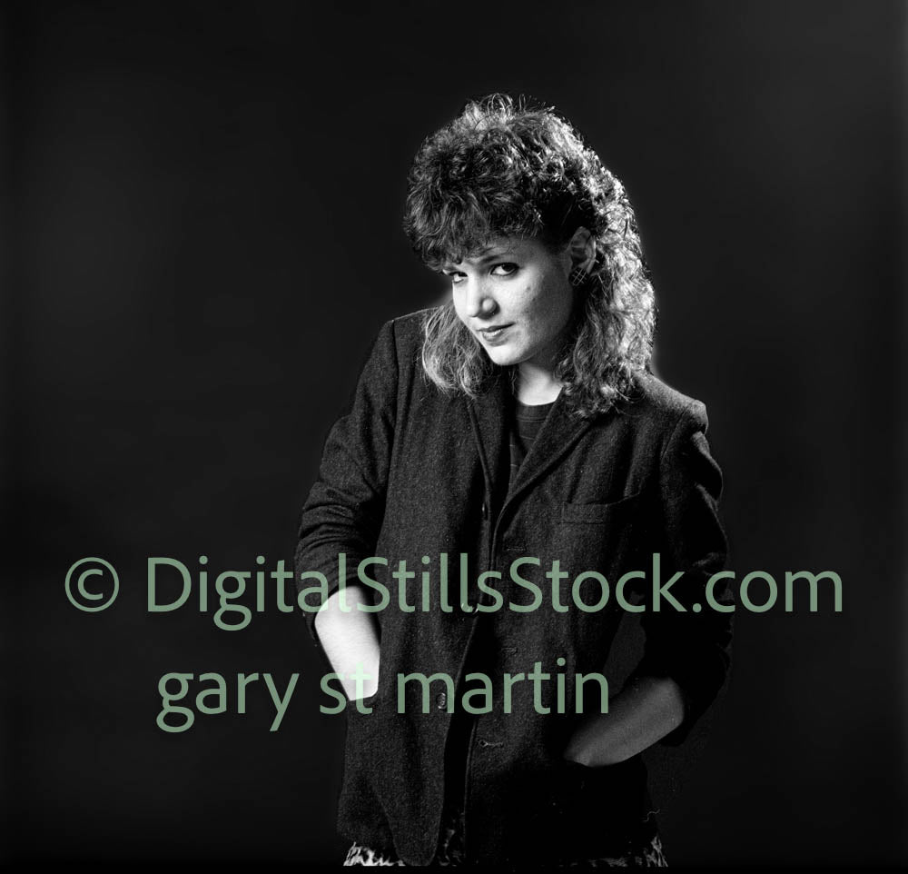 Elaine Summers, Hands In Pockets Smiling, analog, black and white, clubland