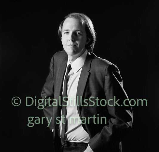 Right hand back, man in suit, analog, black and white, clubland