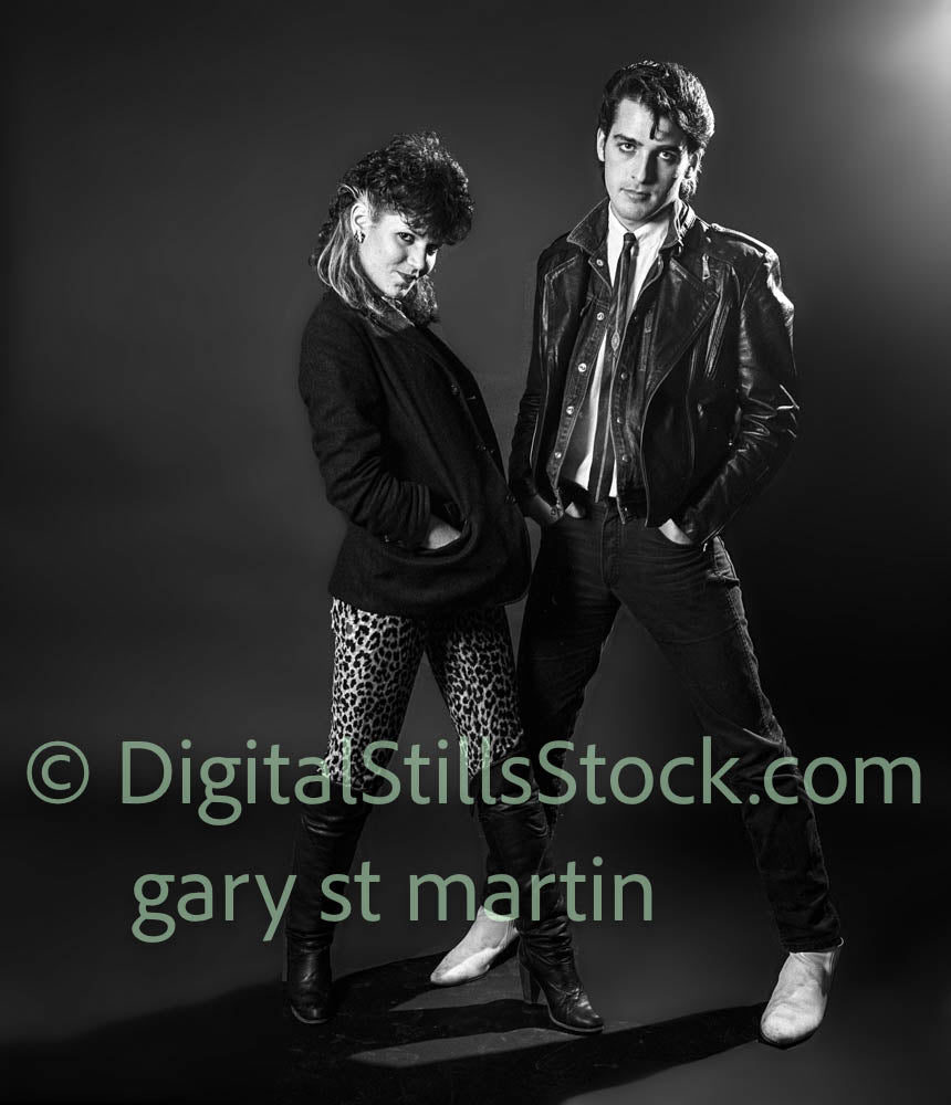 Elaine and Danny,  Hands in the Pocket, analog, black and white, clubland