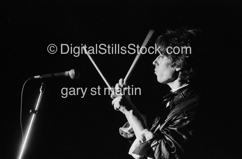 Psychedelic Furs Waving Drumsticks ,Psychedelic Furs, Black and white, Analog