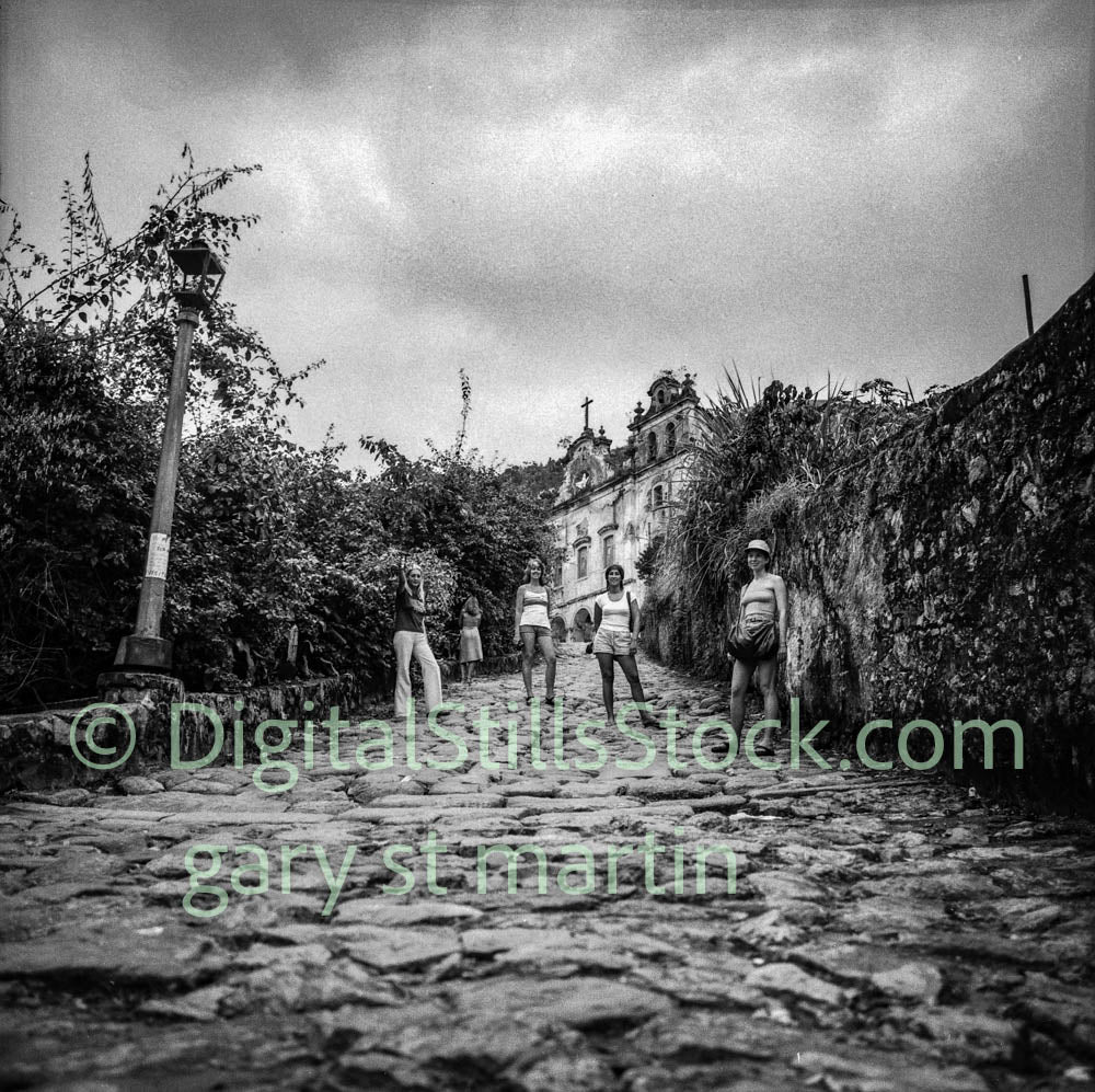 Four Pretty Brazilian Ladies in Front of a Church