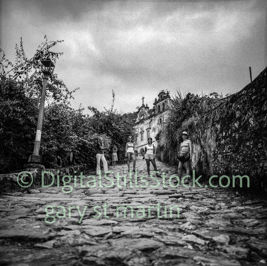 Four Pretty Brazilian Ladies in Front of a Church