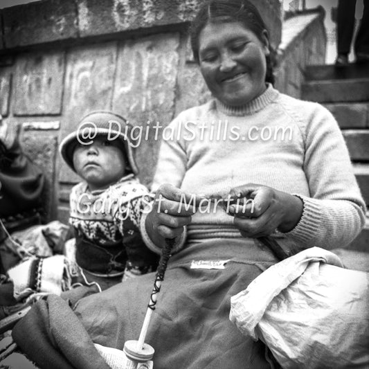 Mother and Child, Analog, B&W, Peru  Edit alt text