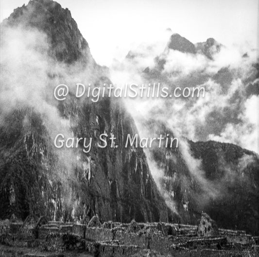 Machu Picchu, general view Two, Peru, analog, black and white