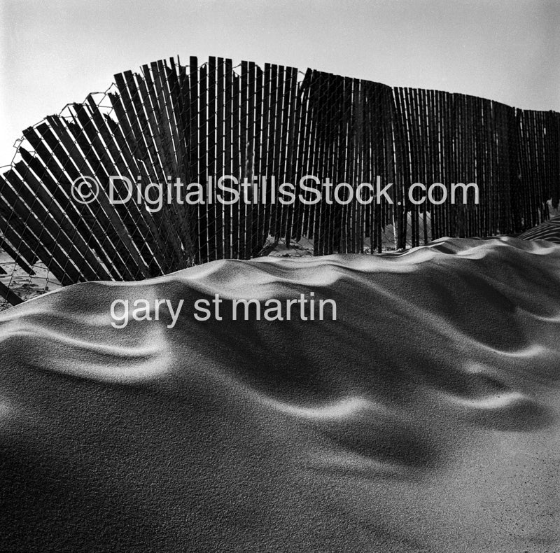 Along the sandy fence  in Pacifica, California, analog scenery