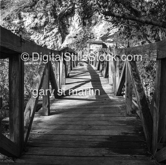 Shadowed bridge  in Sonoma County, California, analog scenery