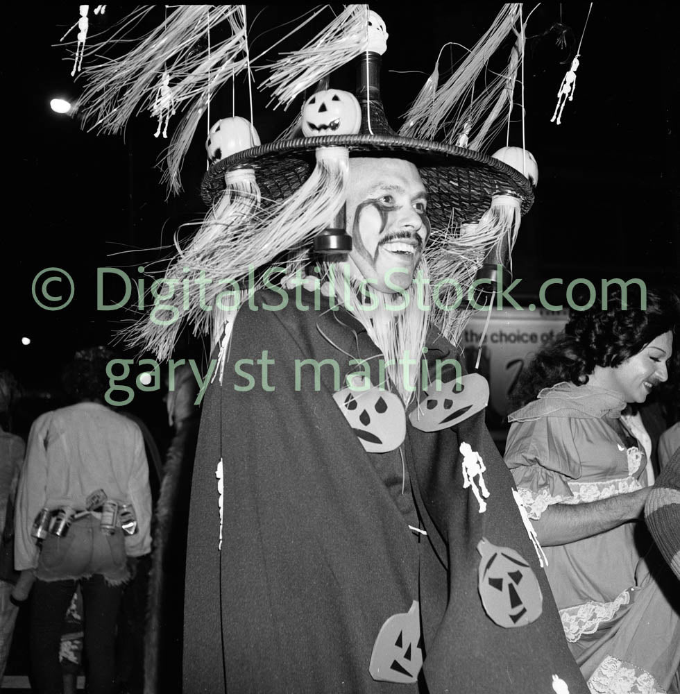 Traditional Costume Close Up, Polk St., Analog, B & W
