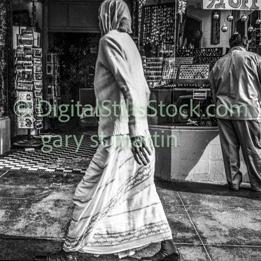 Dressed Up Woman and Jewelry Store, Polk St. Analog, b & W