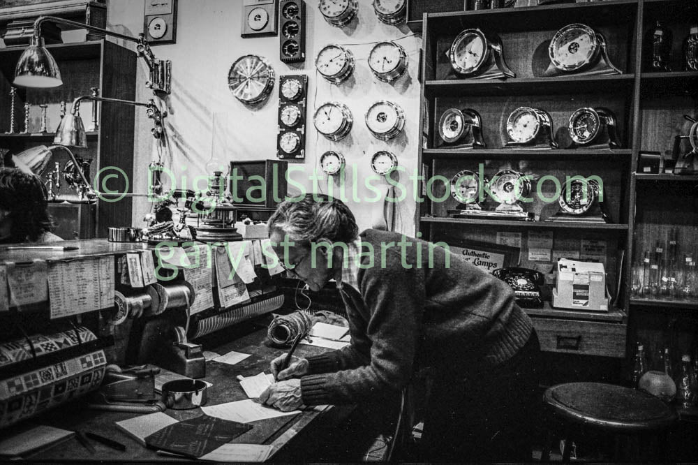Receptionist in a Clock Store on Polk, Analog, B & W, Polk St.
