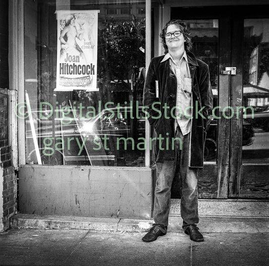 Man Posing with Hands in Pockets, Analog, Polk St., B & W