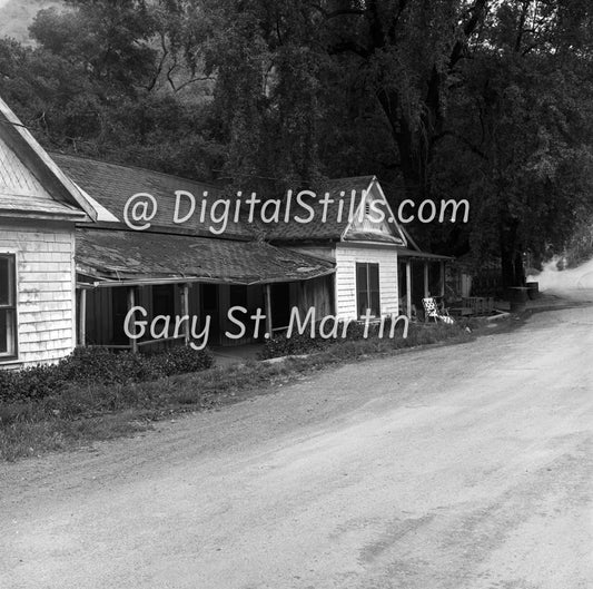 Side View Old House along a Road, Oregon, Black & White, Oddities