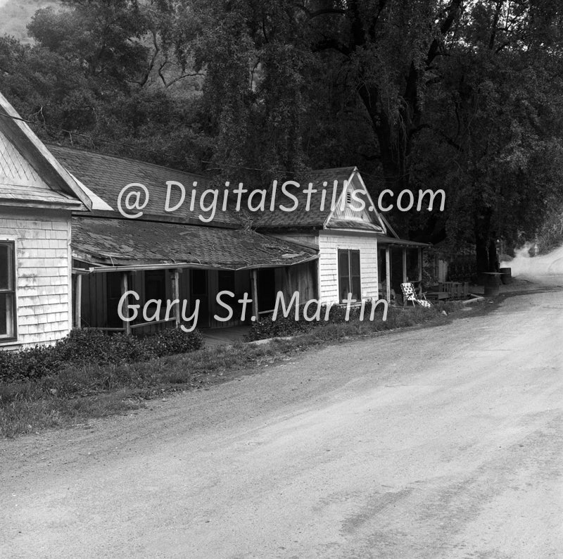 Side View Old House along a Road, Oregon, Black & White, Oddities
