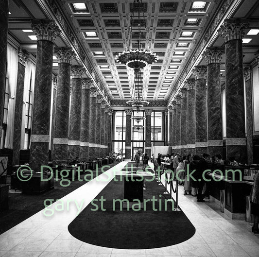 Large Bank Lobby, San Francisco, analog, black and white, oddities