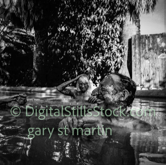 Man in Clay Hot Tub, Fake Nose, analog, black and white, oddities