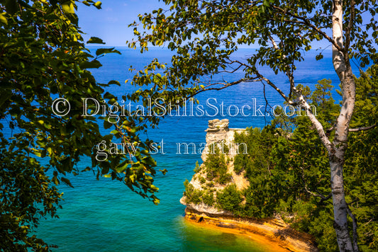 Looking at Miner's Castle through the trees, digital Munising