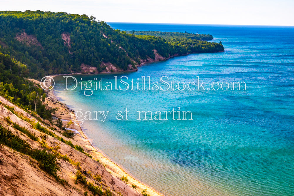 Beautiful cliffside leading into the lake, digital Grand Marais