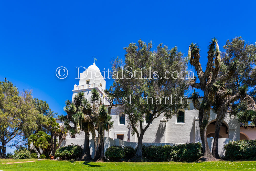 Junipero Serra Museum Blue Sky Surrounded by Tees, digital, missions