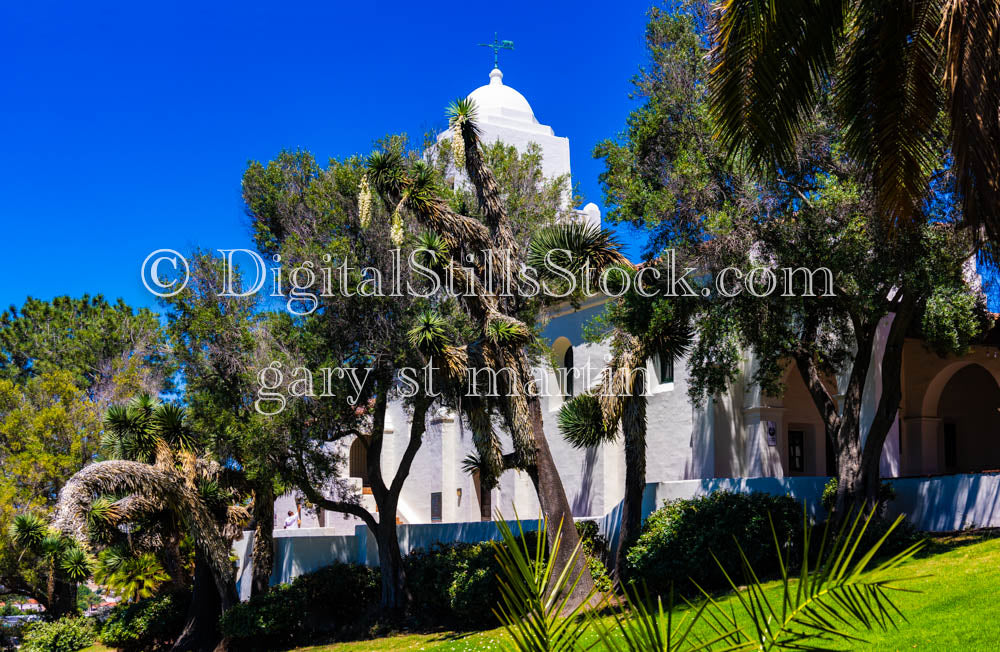 Junipero Serra Museum Blue Sky and Trees, digital, Museum