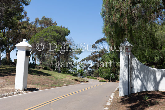Gate posts on the way to the Junipero Serra Museum, digital Junipero Serra 